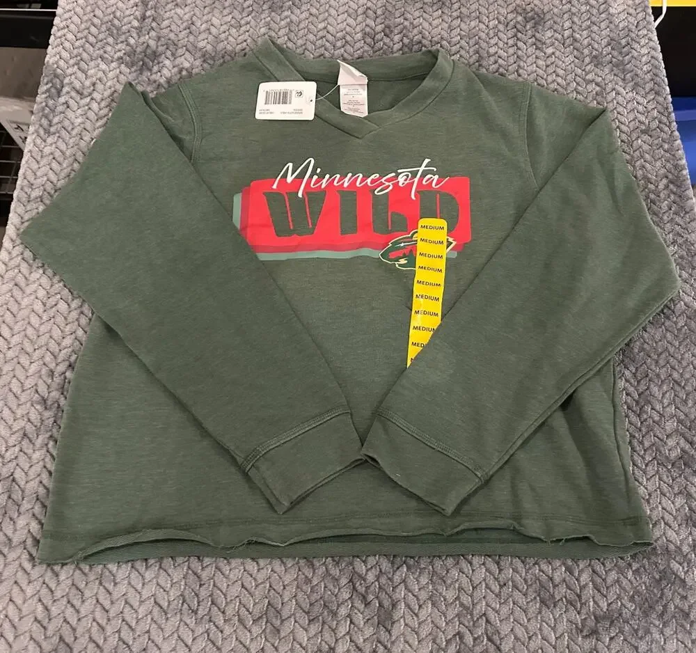 NWT Minnesota Wild Lace Up Hoodie Mens Medium Green NHL Hockey Sweatshirt